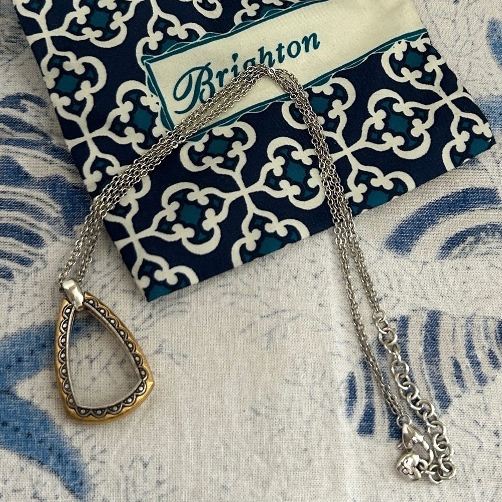 Brighton Jewelry Primavera Necklace Two-tone Silver Plated Crystals Cloth Bag - Picture 2 of 11